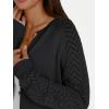 imageLILLUSORY Womens HollowedOut Crochet Cardigan Sweaters Soft Knit Lightweight Slightly Cropped SweaterBlack