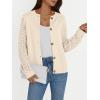 imageLILLUSORY Womens HollowedOut Crochet Cardigan Sweaters Soft Knit Lightweight Slightly Cropped SweaterCream
