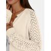 imageLILLUSORY Womens HollowedOut Crochet Cardigan Sweaters Soft Knit Lightweight Slightly Cropped SweaterCream