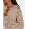 imageLILLUSORY Womens HollowedOut Crochet Cardigan Sweaters Soft Knit Lightweight Slightly Cropped SweaterLight Tan