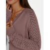 imageLILLUSORY Womens HollowedOut Crochet Cardigan Sweaters Soft Knit Lightweight Slightly Cropped SweaterNutmeg