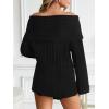 imageLILLUSORY Womens Off The Shoulder Sweaters Oversized Ribbed Knitted Batwing Sleeve Fall Fashion Pullover Sexy Winter ClothesBlack