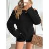 imageLILLUSORY Womens Off The Shoulder Sweaters Oversized Ribbed Knitted Batwing Sleeve Fall Fashion Pullover Sexy Winter ClothesBlack