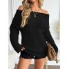 imageLILLUSORY Womens Off The Shoulder Sweaters Oversized Ribbed Knitted Batwing Sleeve Fall Fashion Pullover Sexy Winter ClothesBlack