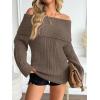 imageLILLUSORY Womens Off The Shoulder Sweaters Oversized Ribbed Knitted Batwing Sleeve Fall Fashion Pullover Sexy Winter ClothesCoffee