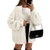 imageLILLUSORY Women Cardigan Sweater Oversized Chunky Outifits 2025 Fall Fashion Long Sleeve Trendy Clothes Knit Open Front CoatsWhite