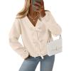 imageLILLUSORY Womens Cropped Cardigan Sweater Chunky Knit Tie Front Bow Fall Top V Neck Outfits Cute Cozy Clothes 2025 TrendyApricot
