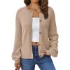imageLILLUSORY Womens HollowedOut Crochet Cardigan Sweaters Soft Knit Lightweight Slightly Cropped SweaterLight Tan