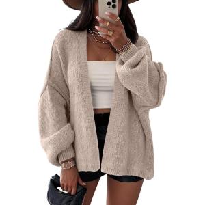 imageLILLUSORY Chunky Cardigan Sweaters for Women Oversized Long Trendy Early Fall Outfits Fashion Cozy 2025 Winter ClothingGrey Beige