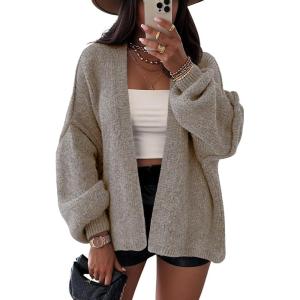 imageLILLUSORY Chunky Cardigan Sweaters for Women Oversized Long Trendy Early Fall Outfits Fashion Cozy 2025 Winter ClothingTaupe