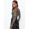 imageLILLUSORY Lace Long Sleeve Floral Mesh Mockneck Going Out Tops for Women Spring Fashion 2025Leopardprint
