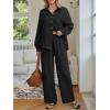 imageLILLUSORY Women 2 Piece Linen Sets Lounge Wear Fall Long sleeve Button Down Matching Outfits Oversized Fashion Pant SuitsBlack