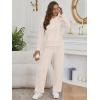 imageLILLUSORY Women 2 Piece Lounge Pajamas Sets Ribbed Knit Long Sleeve Sweater Hoodies Pants Matching Set 2025 Fall OutfitsApricot