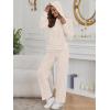 imageLILLUSORY Women 2 Piece Lounge Pajamas Sets Ribbed Knit Long Sleeve Sweater Hoodies Pants Matching Set 2025 Fall OutfitsApricot
