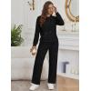 imageLILLUSORY Women 2 Piece Lounge Pajamas Sets Ribbed Knit Long Sleeve Sweater Hoodies Pants Matching Set 2025 Fall OutfitsBlack
