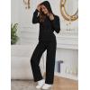 imageLILLUSORY Women 2 Piece Lounge Pajamas Sets Ribbed Knit Long Sleeve Sweater Hoodies Pants Matching Set 2025 Fall OutfitsBlack