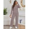 imageLILLUSORY Women 2 Piece Lounge Pajamas Sets Ribbed Knit Long Sleeve Sweater Hoodies Pants Matching Set 2025 Fall OutfitsCoffee