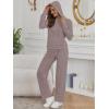 imageLILLUSORY Women 2 Piece Lounge Pajamas Sets Ribbed Knit Long Sleeve Sweater Hoodies Pants Matching Set 2025 Fall OutfitsCoffee