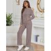 imageLILLUSORY Women 2 Piece Lounge Pajamas Sets Ribbed Knit Long Sleeve Sweater Hoodies Pants Matching Set 2025 Fall OutfitsCoffee