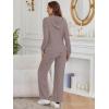 imageLILLUSORY Women 2 Piece Lounge Pajamas Sets Ribbed Knit Long Sleeve Sweater Hoodies Pants Matching Set 2025 Fall OutfitsCoffee