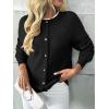 imageLILLUSORY Womens Crew Neck Button Down Cozy Cardigan Sweater Fall Outfits 2025Black