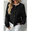 imageLILLUSORY Womens Crew Neck Button Down Cozy Cardigan Sweater Fall Outfits 2025Black