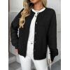 imageLILLUSORY Womens Crew Neck Button Down Cozy Cardigan Sweater Fall Outfits 2025Black