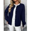 imageLILLUSORY Womens Crew Neck Button Down Cozy Cardigan Sweater Fall Outfits 2025Navy