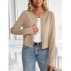 imageLILLUSORY Womens Cropped Cardigan Crew Neck Lightweight Crop Sweaters Fall Cute Button Down Knit Clothes 2025Apricot