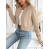 imageLILLUSORY Womens Cropped Cardigan Crew Neck Lightweight Crop Sweaters Fall Cute Button Down Knit Clothes 2025Apricot