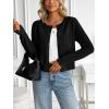 imageLILLUSORY Womens Cropped Cardigan Crew Neck Lightweight Crop Sweaters Fall Cute Button Down Knit Clothes 2025Black