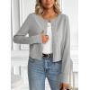 imageLILLUSORY Womens Cropped Cardigan Crew Neck Lightweight Crop Sweaters Fall Cute Button Down Knit Clothes 2025Grey