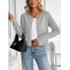 imageLILLUSORY Womens Cropped Cardigan Crew Neck Lightweight Crop Sweaters Fall Cute Button Down Knit Clothes 2025Grey