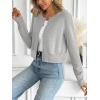 imageLILLUSORY Womens Cropped Cardigan Crew Neck Lightweight Crop Sweaters Fall Cute Button Down Knit Clothes 2025Grey