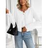 imageLILLUSORY Womens Cropped Cardigan Crew Neck Lightweight Crop Sweaters Fall Cute Button Down Knit Clothes 2025White