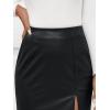 imageLILLUSORY Womens Faux Leather Maxi Skirts 2025 Fall Fashion Bodycon High Waisted Slit Winter Work Office Long Pencil SkirtBlack