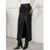 imageLILLUSORY Womens Faux Leather Maxi Skirts 2025 Fall Fashion Bodycon High Waisted Slit Winter Work Office Long Pencil SkirtBlack