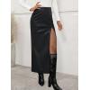 imageLILLUSORY Womens Faux Leather Maxi Skirts 2025 Fall Fashion Bodycon High Waisted Slit Winter Work Office Long Pencil SkirtBlack
