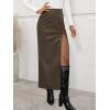 imageLILLUSORY Womens Faux Leather Maxi Skirts 2025 Fall Fashion Bodycon High Waisted Slit Winter Work Office Long Pencil SkirtCoffee