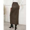 imageLILLUSORY Womens Faux Leather Maxi Skirts 2025 Fall Fashion Bodycon High Waisted Slit Winter Work Office Long Pencil SkirtCoffee