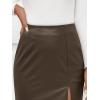 imageLILLUSORY Womens Faux Leather Maxi Skirts 2025 Fall Fashion Bodycon High Waisted Slit Winter Work Office Long Pencil SkirtCoffee