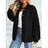 imageLILLUSORY Womens Oversized Chunky Knit Cardigan Sweaters Long Lantern Sleeve Button Down Cozy Trendy JacketBlack