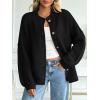 imageLILLUSORY Womens Oversized Chunky Knit Cardigan Sweaters Long Lantern Sleeve Button Down Cozy Trendy JacketBlack