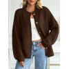 imageLILLUSORY Womens Oversized Chunky Knit Cardigan Sweaters Long Lantern Sleeve Button Down Cozy Trendy JacketBrown