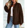 imageLILLUSORY Womens Oversized Chunky Knit Cardigan Sweaters Long Lantern Sleeve Button Down Cozy Trendy JacketBrown
