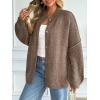 imageLILLUSORY Womens Oversized Chunky Knit Cardigan Sweaters Long Lantern Sleeve Button Down Cozy Trendy JacketCamel