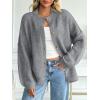 imageLILLUSORY Womens Oversized Chunky Knit Cardigan Sweaters Long Lantern Sleeve Button Down Cozy Trendy JacketGrey