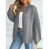 imageLILLUSORY Womens Oversized Chunky Knit Cardigan Sweaters Long Lantern Sleeve Button Down Cozy Trendy JacketGrey