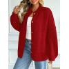 imageLILLUSORY Womens Oversized Chunky Knit Cardigan Sweaters Long Lantern Sleeve Button Down Cozy Trendy JacketHeather Red