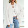 imageLILLUSORY Womens Oversized Chunky Knit Cardigan Sweaters Long Lantern Sleeve Button Down Cozy Trendy JacketWhite